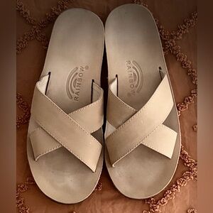 Rainbow Taupe Cross-Strap Slide Sandals